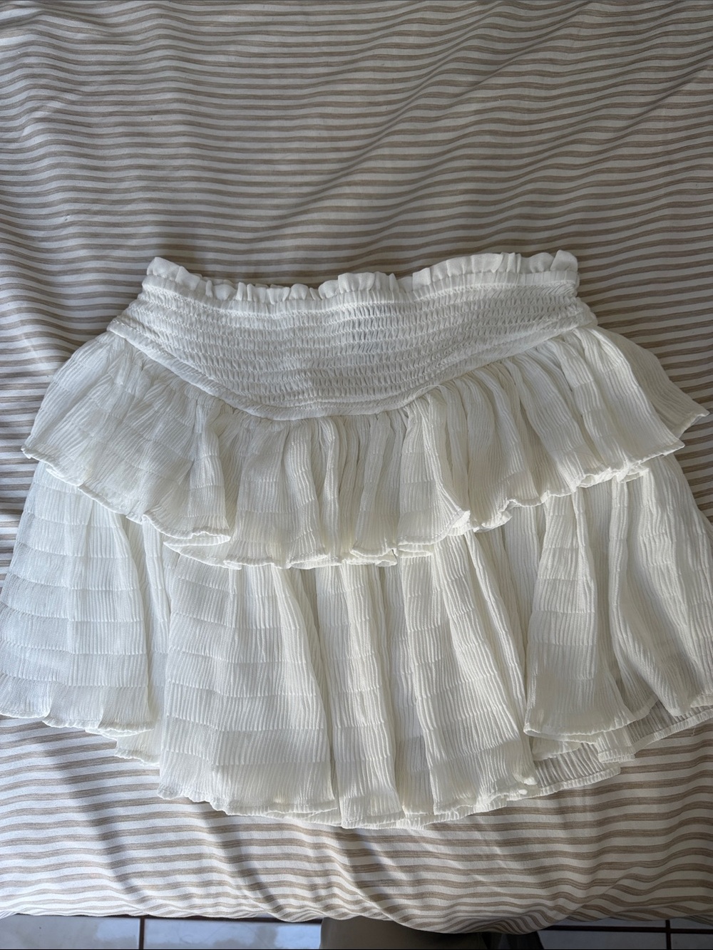 White Tiered Ruffle Mini Skirt - Classic Women's Skirt